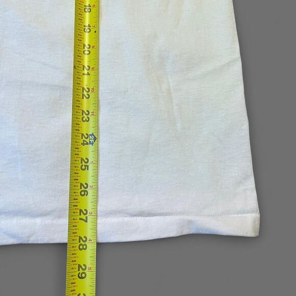 Vintage 80s Oneita Iron Man Navy Olympic White T Shirt Surfwear Sz L READ DESC - Picture 7 of 7